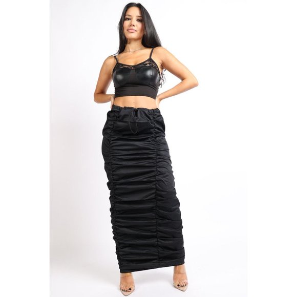 Boutique Dresses & Skirts - Women's Super Cute Ruched Windbreaker Maxi Skirt Chic & Comfy for Any Occasion